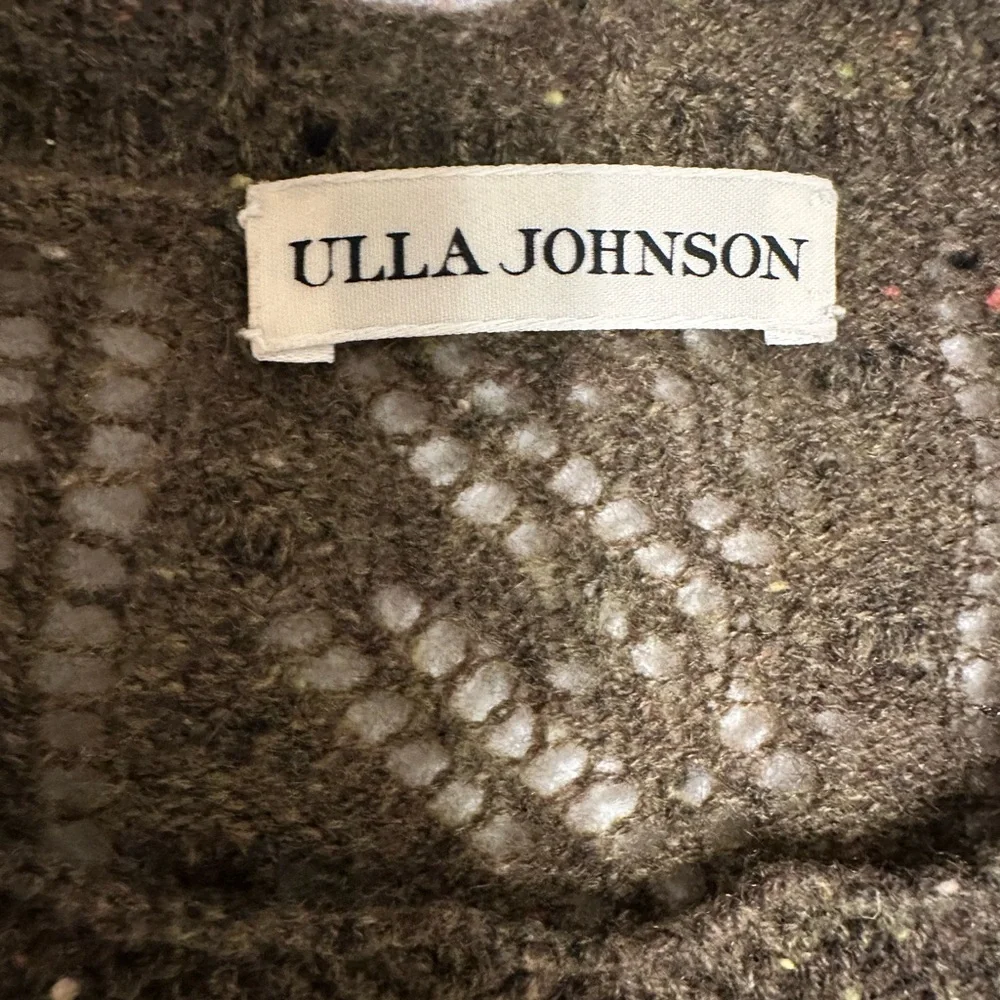 Ulla Johnson Amara Olive Green Cashmere Flutter Sleeve Top size 6 - Picture 4 of 6